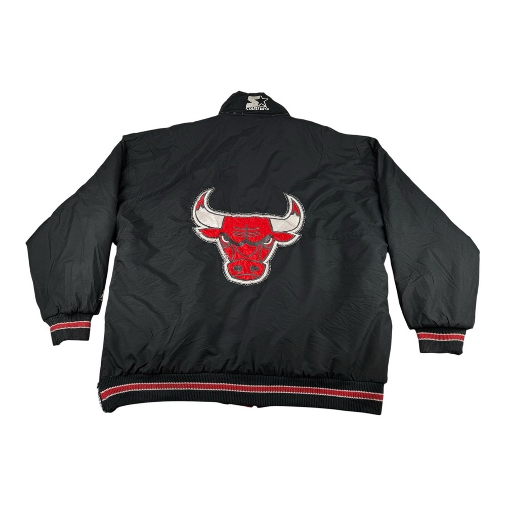 Vtg 1990's Chicago Bulls Starter Jacket Parka NBA Michael Jordan Men 2XL Read - Picture 2 of 13